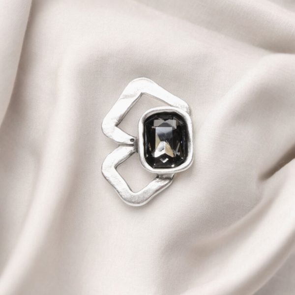 Hand Made Brass Ring plated in 925 Silver - SKU# 4489-17G - Image 2