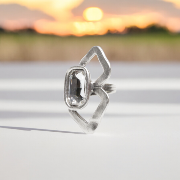 Hand Made Brass Ring plated in 925 Silver - SKU# 4489- - Image 2