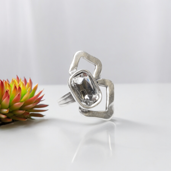 Hand Made Brass Ring plated in 925 Silver - SKU# 4489- - Image 3