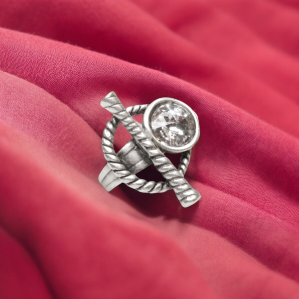 Hand Made Brass Ring plated in 925 Silver - SKU# 4490- - Image 2