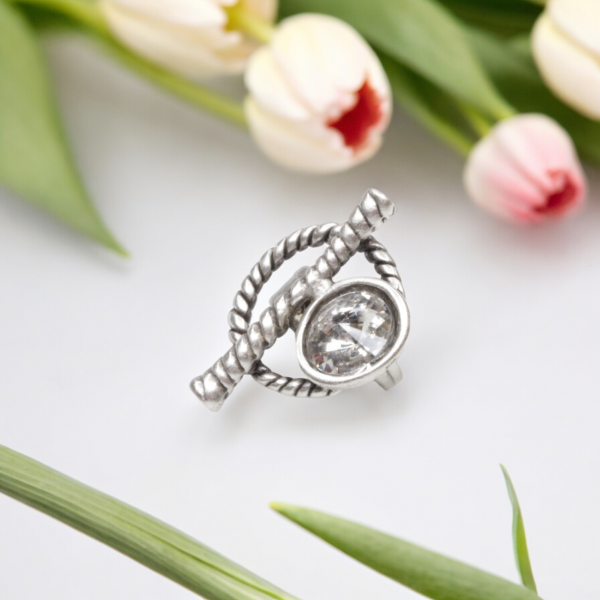 Hand Made Brass Ring plated in 925 Silver - SKU# 4490- - Image 3
