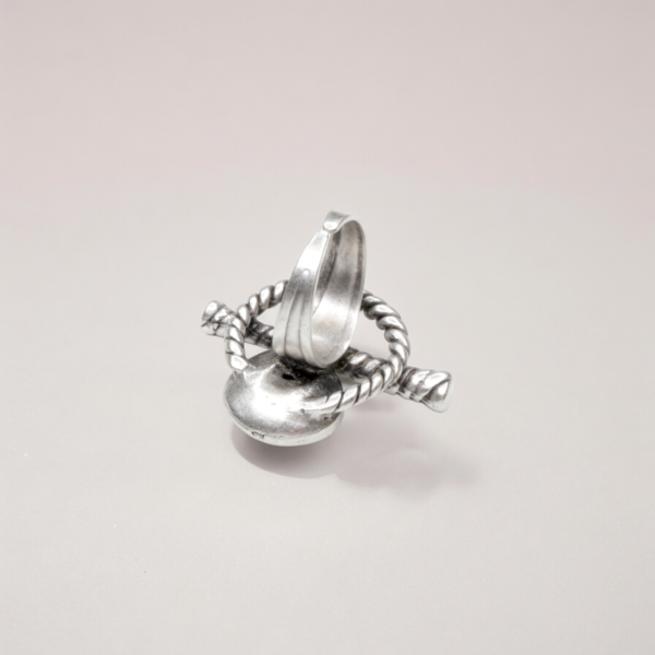 Hand Made Brass Ring plated in 925 Silver - SKU# 4490-17G - Image 4