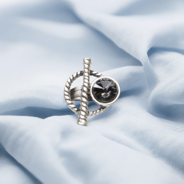 Hand Made Brass Ring plated in 925 Silver - SKU# 4490-17G - Image 2