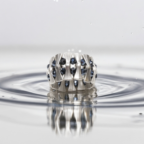 Hand Made Brass Ring plated in 925 Silver - SKU# 4497-17G - Image 3