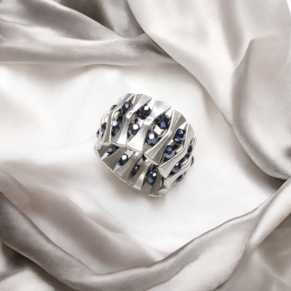 Hand Made Brass Ring plated in 925 Silver - SKU# 4497-17G - Image 4