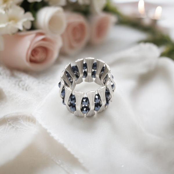 Hand Made Brass Ring plated in 925 Silver - SKU# 4497-17G - Image 5