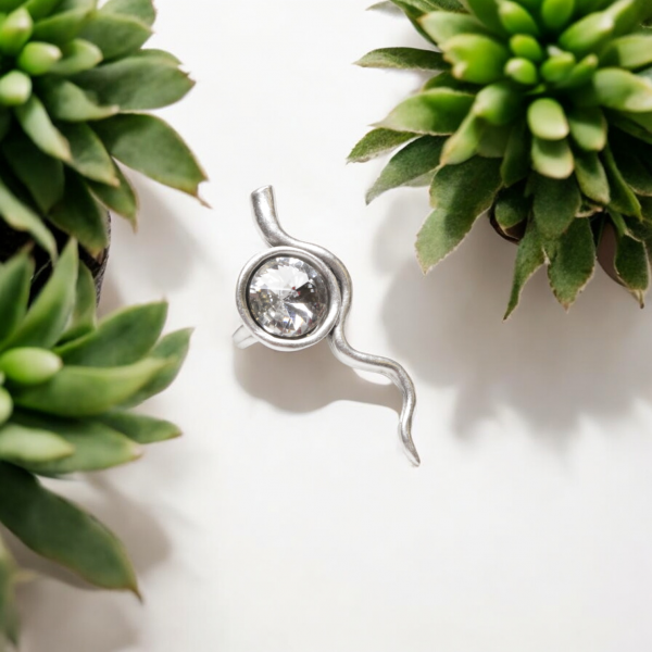 Hand Made Brass Ring plated in 925 Silver - SKU# 4500- - Image 2