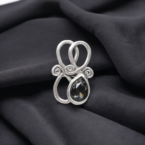 Hand Made Brass Ring plated in 925 Silver - SKU# 4501-17G - Image 2