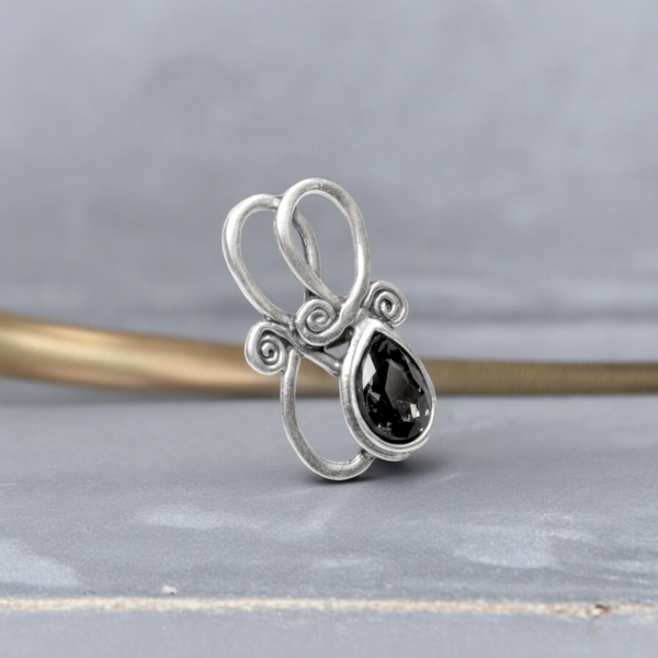 Hand Made Brass Ring plated in 925 Silver - SKU# 4501-17G - Image 3
